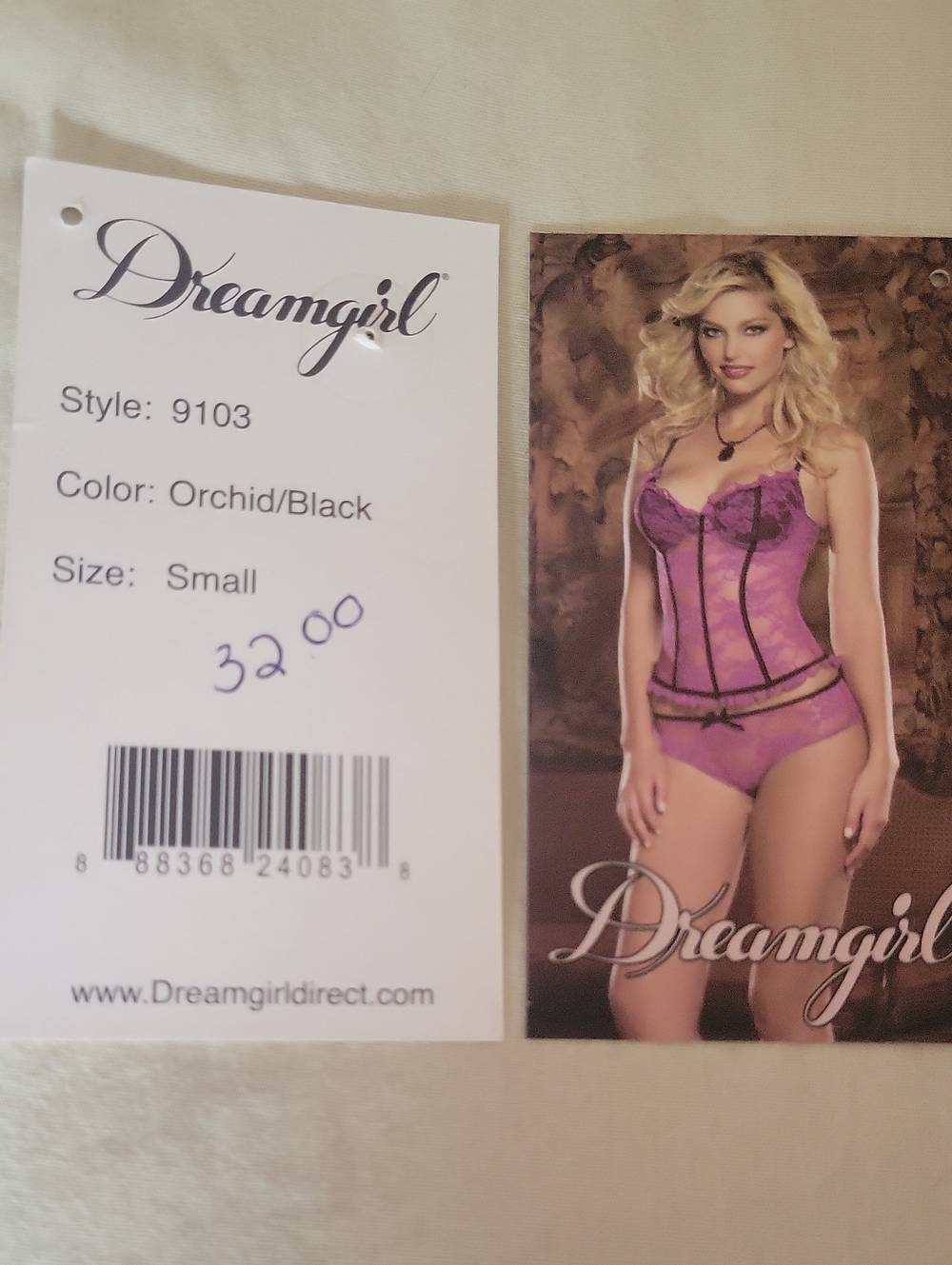 Dreamgirl Orchid and Black Lace Bustier with Matching Panty